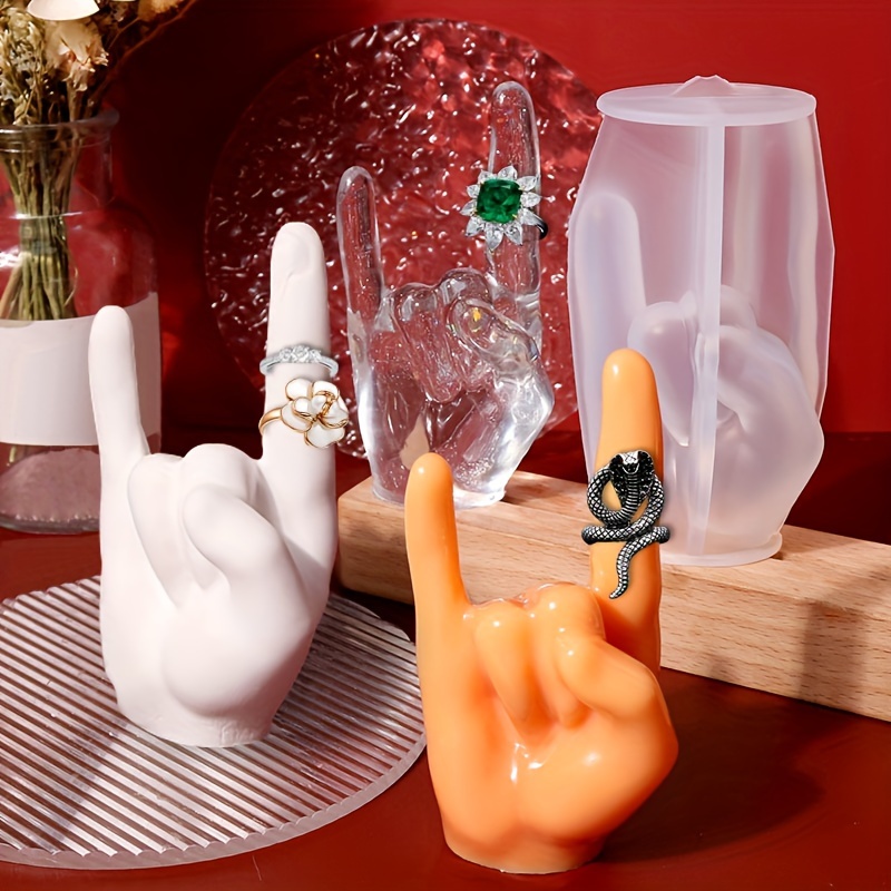 Candle Making Ideas - 1pc Large Rock Gesture Silicone Mold