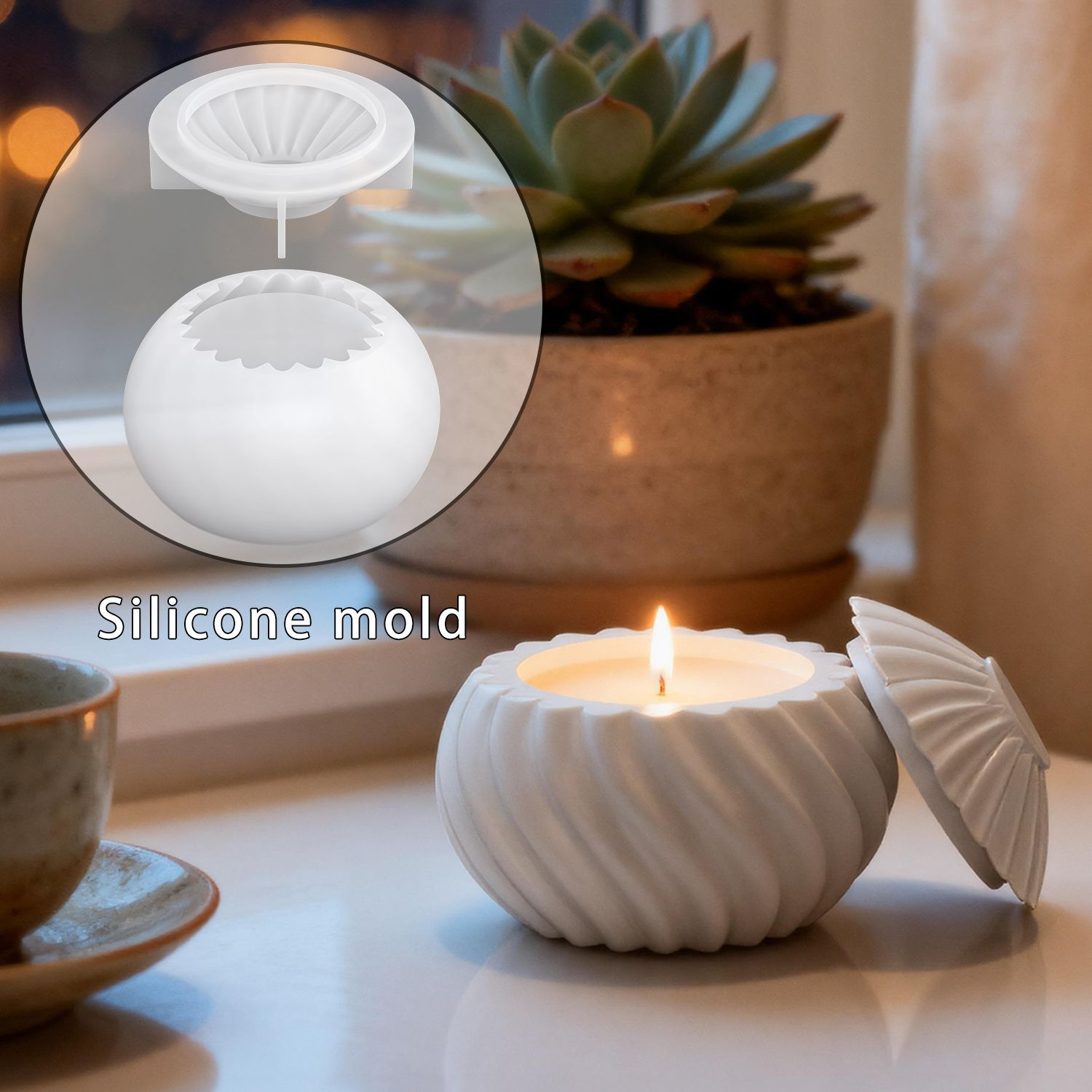 Candle Mold Silicone - DIY Spiral Pearlescent Candle Cup Mold