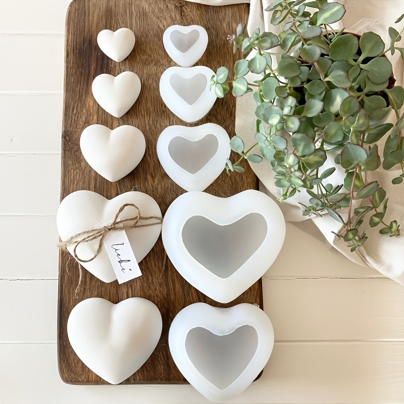 5pcs Heart-Shaped Gypsum Candl - огляд і ціна Candle Mold Silicone