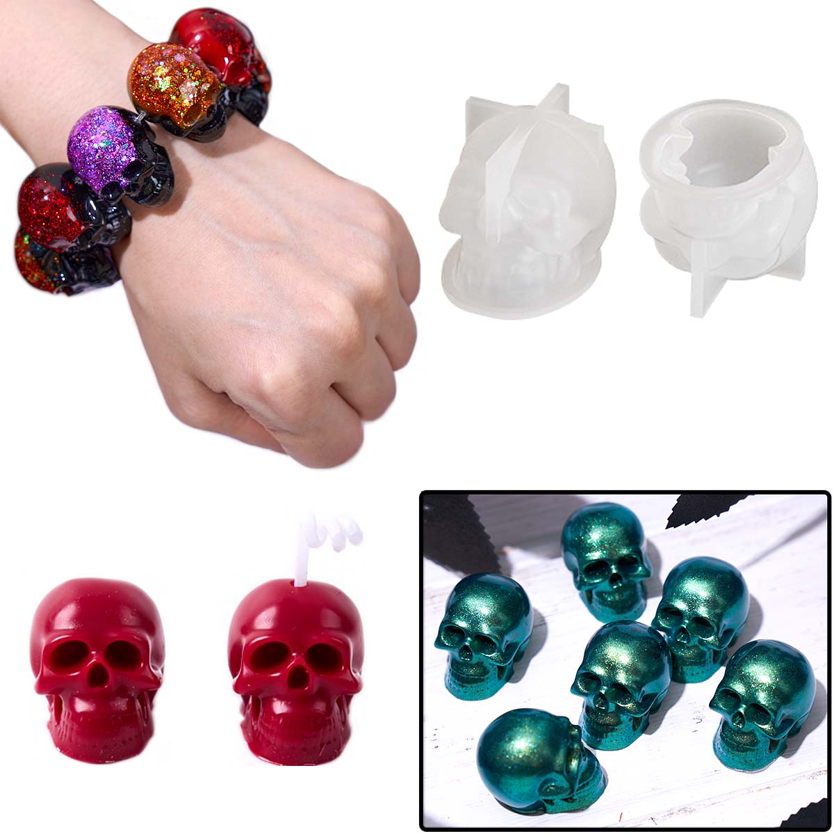 Halloween Ornament Mini Skull  - огляд і ціна Candle Mold Silicone