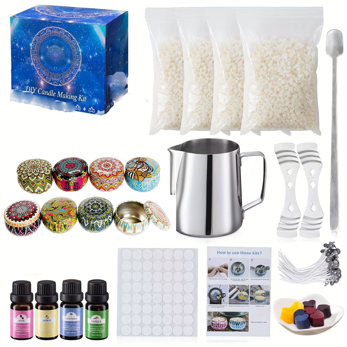 Kaleidoscope-Style Jar Essenti - огляд і ціна Candle Making Kit For Adults