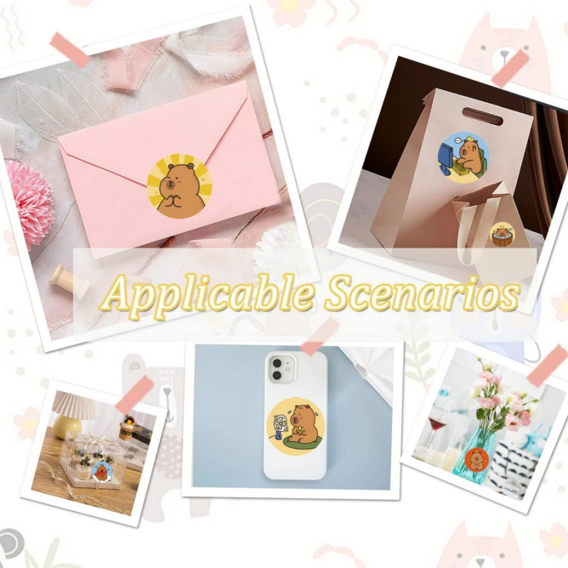 500pcs/pack Capybara Stickers  - огляд і ціна Label Sticker Round